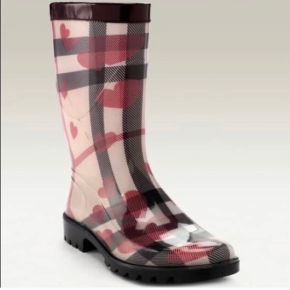 Burberry Heart Print Check Rain Boot - Picture 7 of 8